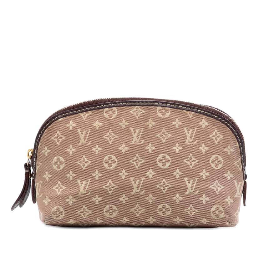 Louis Vuitton Monogram Mini Lin Cosmetic Pouch Red Canvas Very good condition - Front View