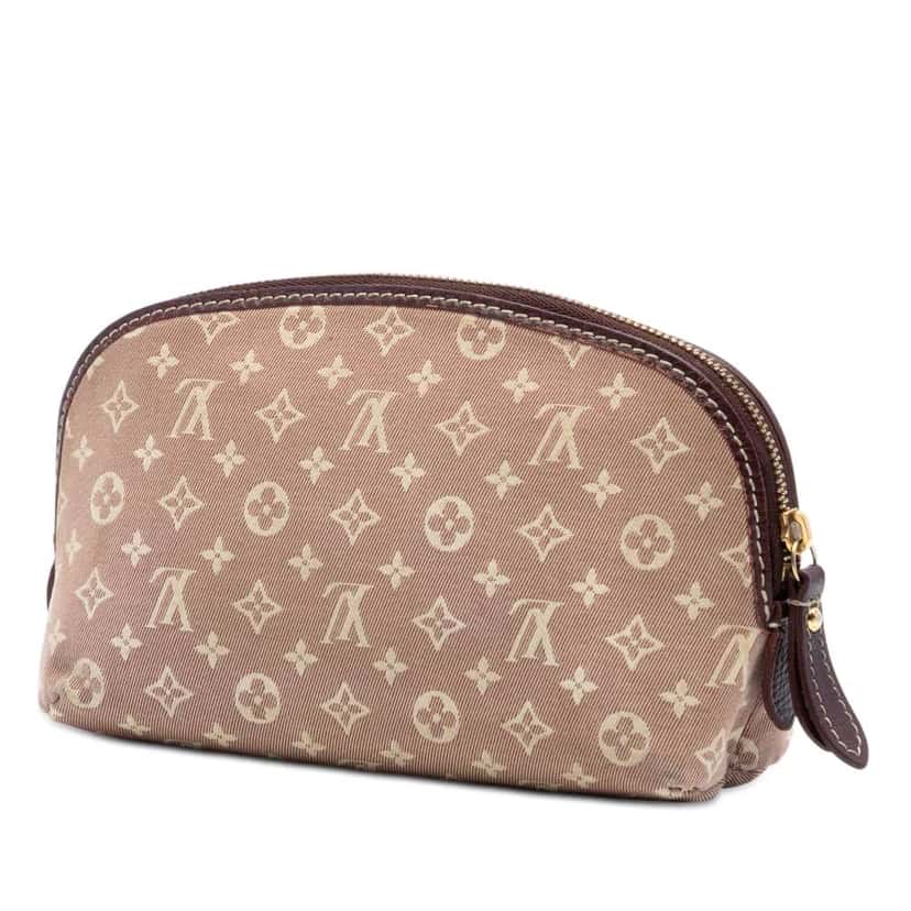 Louis Vuitton Monogram Mini Lin Cosmetic Pouch Red Canvas Very good condition - Back View