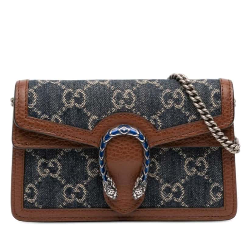 Gucci Mini GG Denim Dionysus Crossbody Blue Denim Very good condition - Front View
