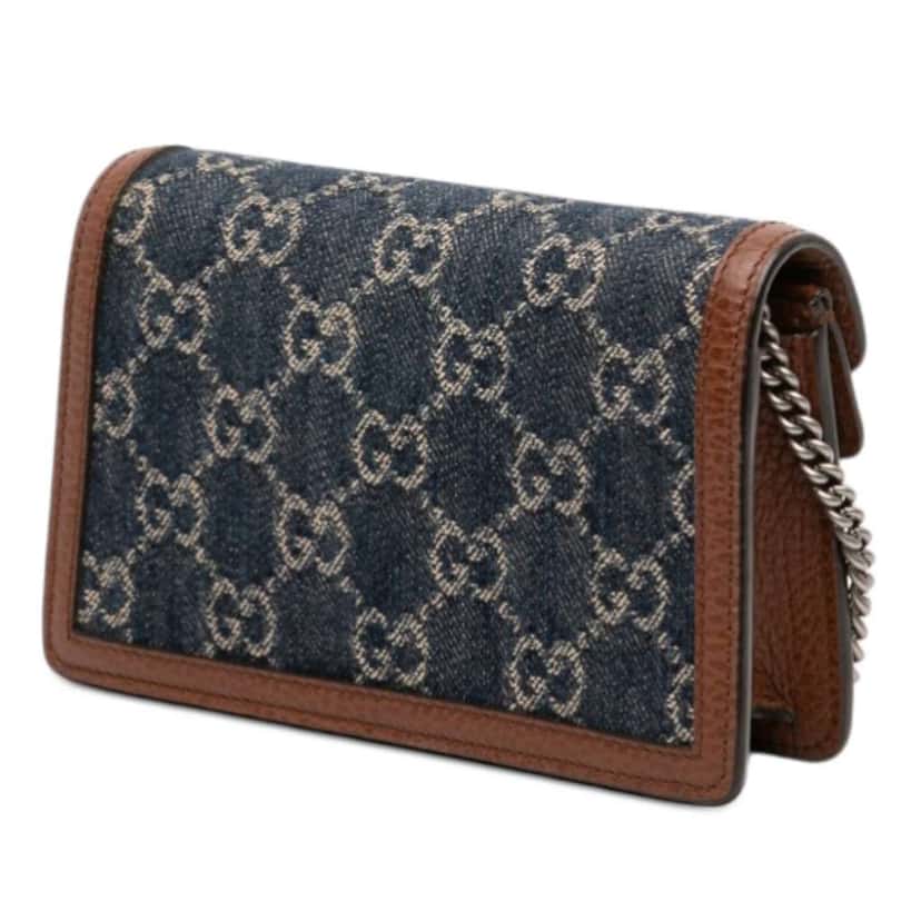 Gucci Mini GG Denim Dionysus Crossbody Blue Denim Very good condition - Back View