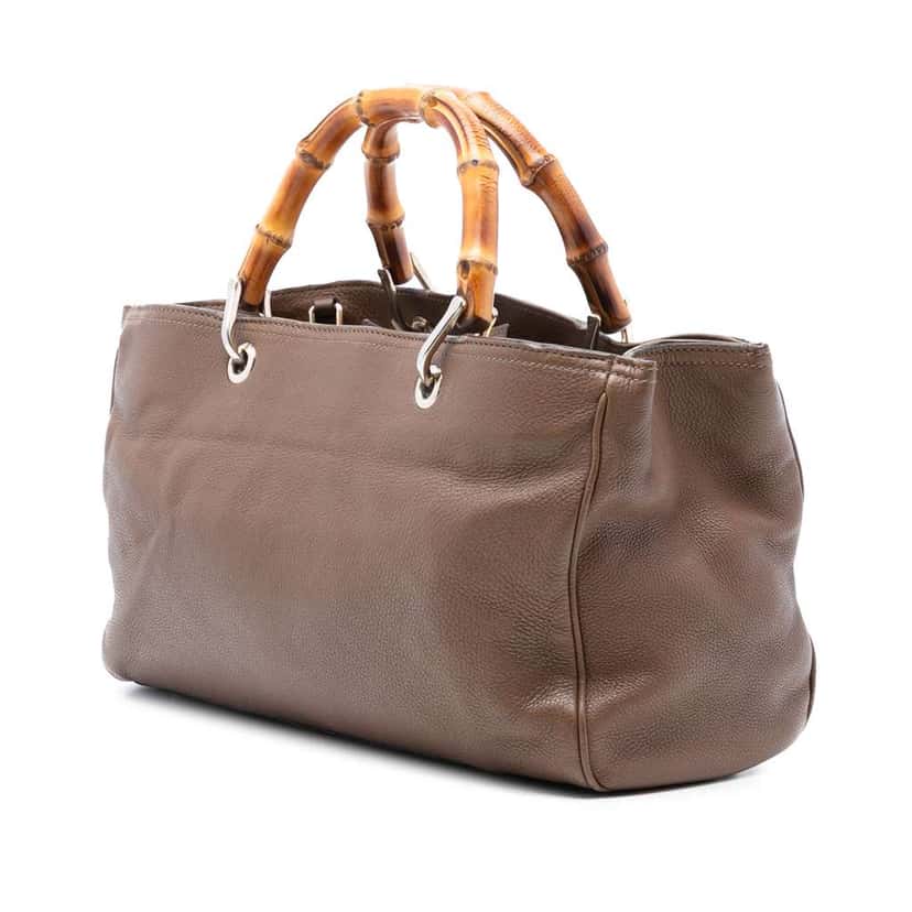 Gucci Medium Calfskin Bamboo Shopper Satchel Brown Leather Very good condition - Back View