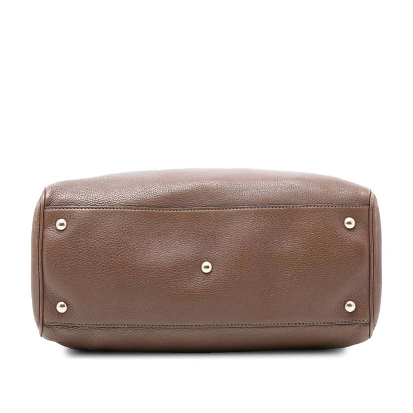 Gucci Medium Calfskin Bamboo Shopper Satchel Brown Leather Very good condition - Inside View