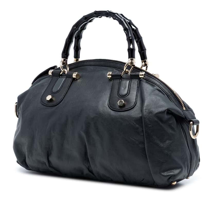 Gucci Leather Bamboo Dialux Pop Satchel Black Leather Very good condition - Back View