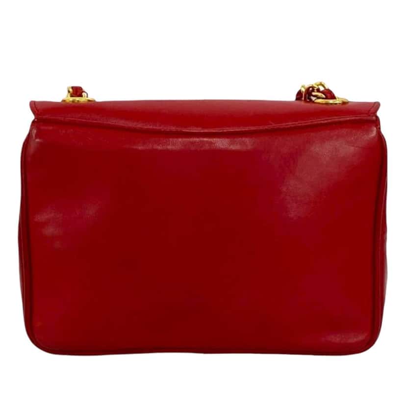 Chanel CC Lambskin Full Flap Red Leather Very good condition - Back View