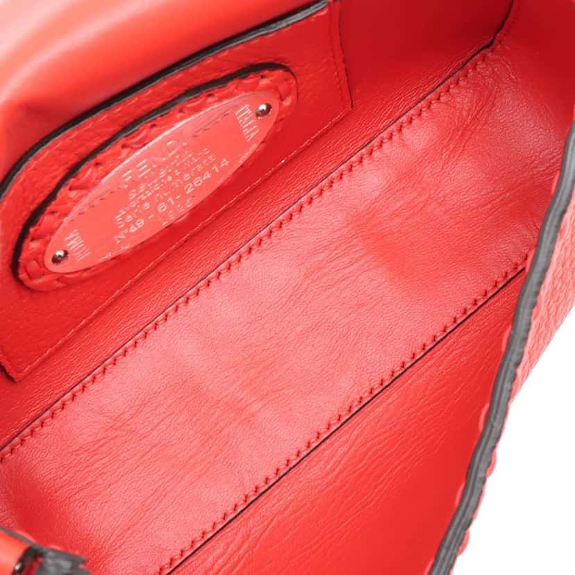 Fendi Mini Leather Selleria Baguette Satchel Red Leather Very good condition - Inside View