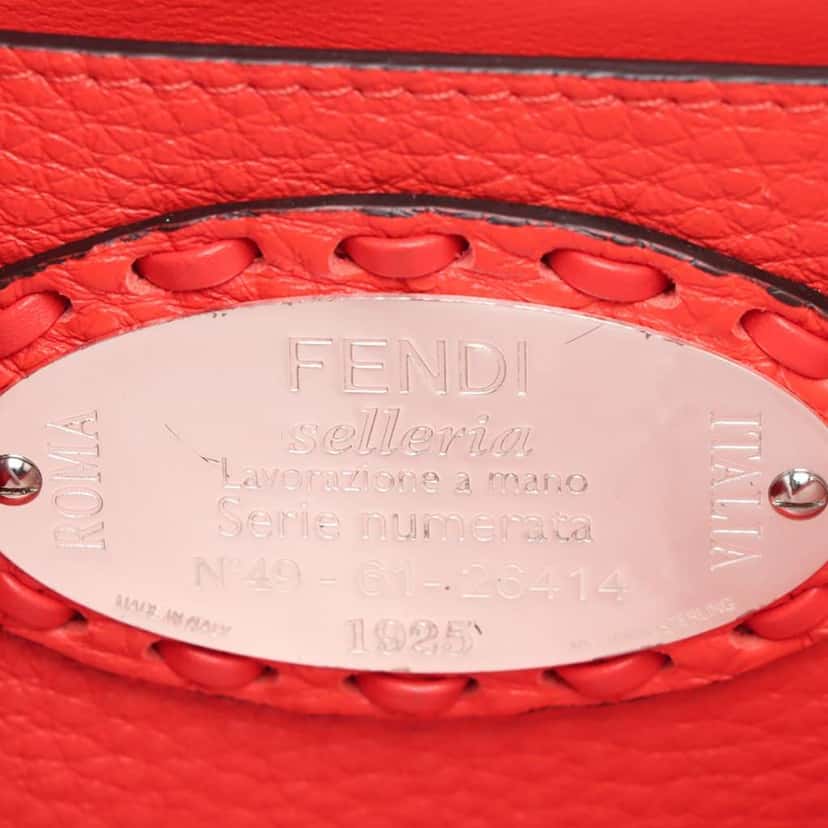 Fendi Mini Leather Selleria Baguette Satchel Red Leather Very good condition - Box View