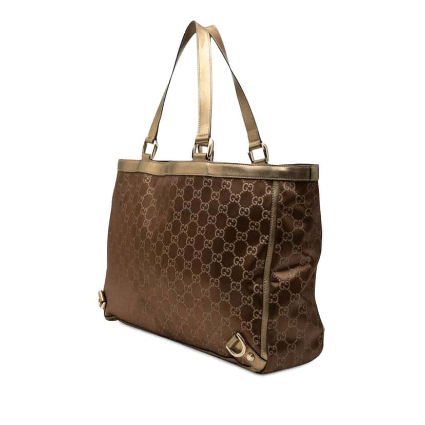 Gucci GG Satin Abbey D Ring Tote Brown Satin Very good condition - Back View