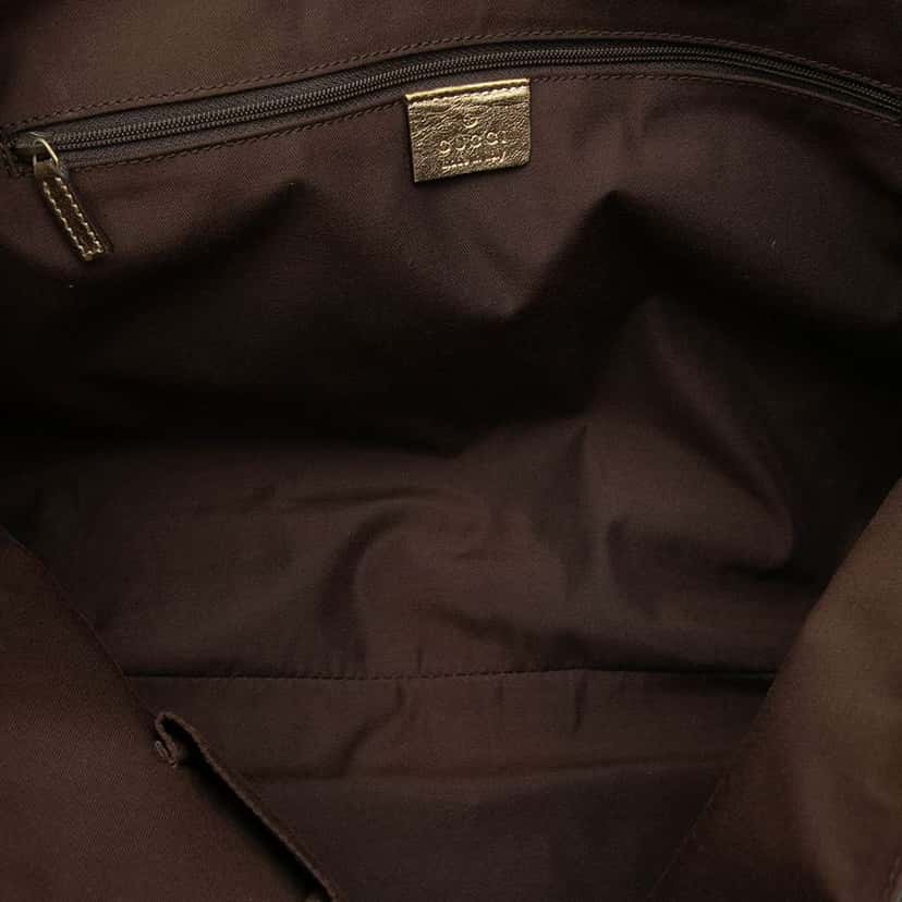 Gucci GG Satin Abbey D Ring Tote Brown Satin Very good condition - Model View