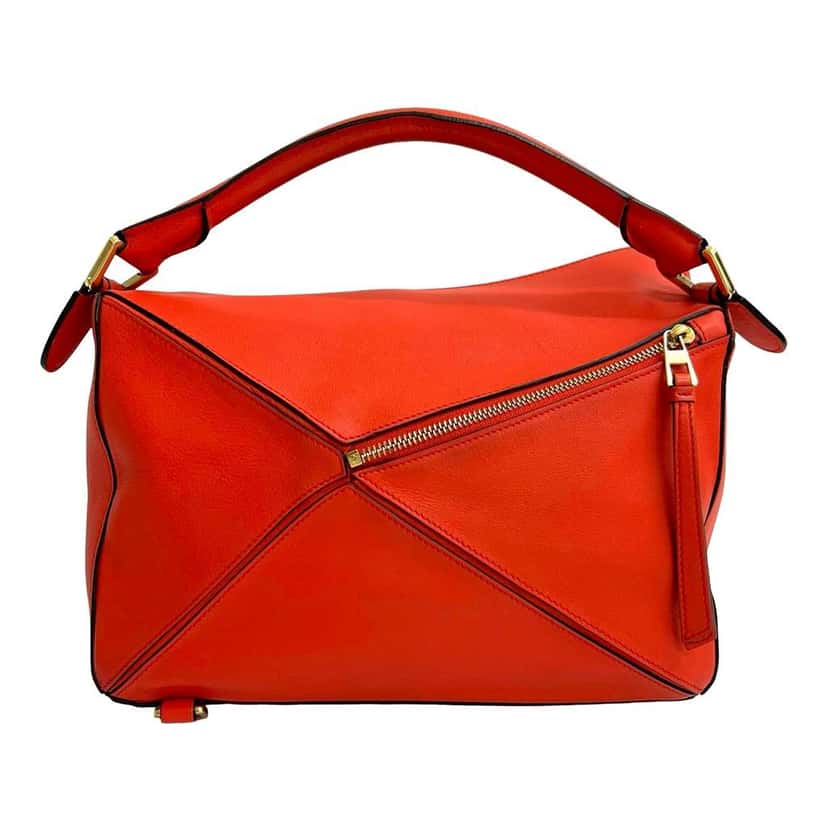 Loewe Medium Calfskin Puzzle Satchel Red Leather Very good condition - Back View