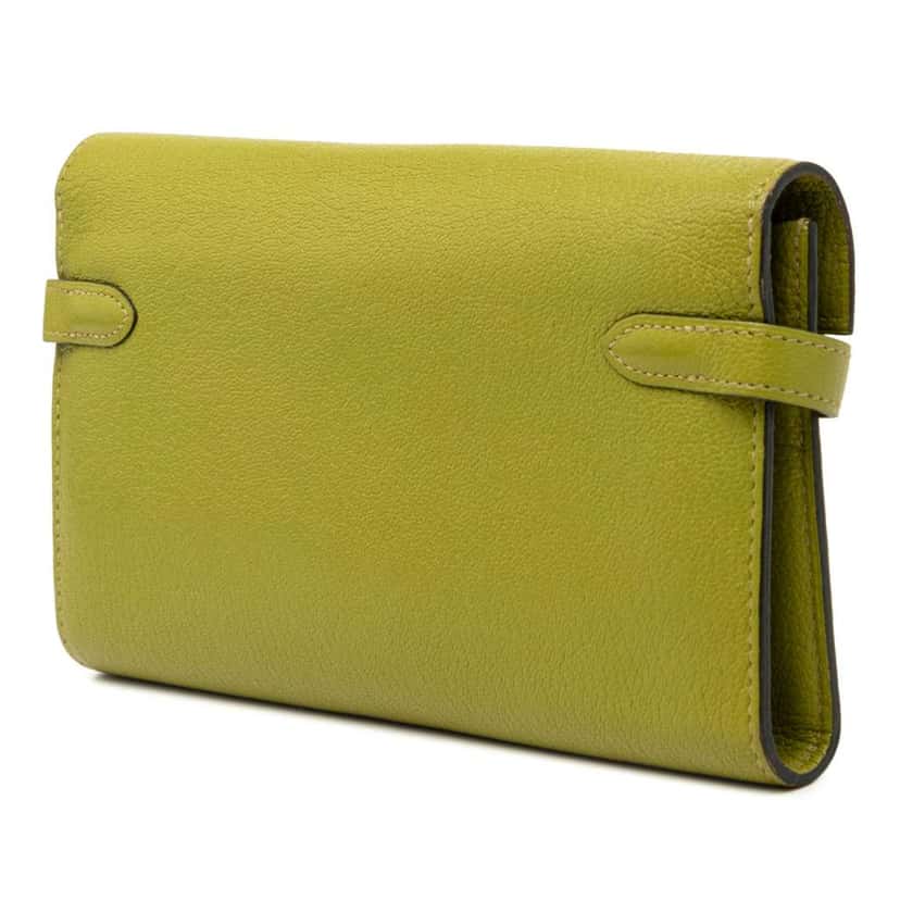 Hermès Chevre Mysore Kelly Longue Wallet Green Leather Good condition - Back View