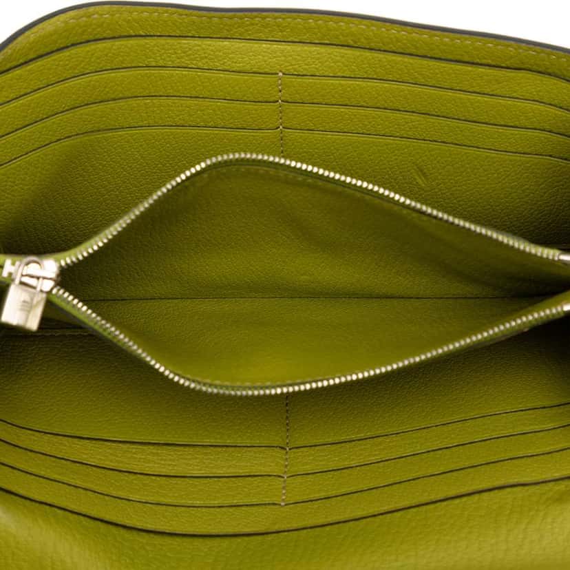 Hermès Chevre Mysore Kelly Longue Wallet Green Leather Good condition - Model View
