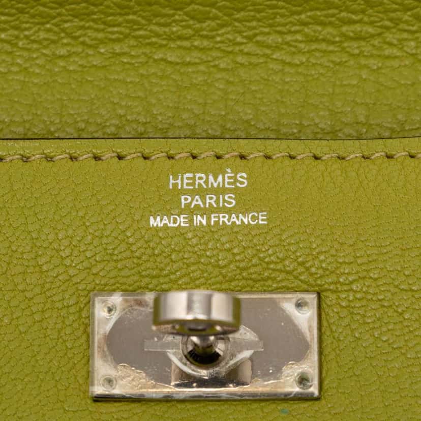 Hermès Chevre Mysore Kelly Longue Wallet Green Leather Good condition - Box View