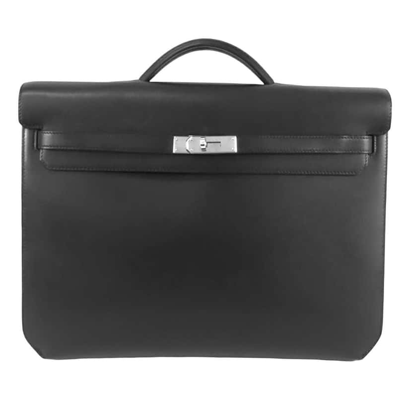 Hermès Evergrain Kelly Depeches 36 Black Leather Good condition - Front View