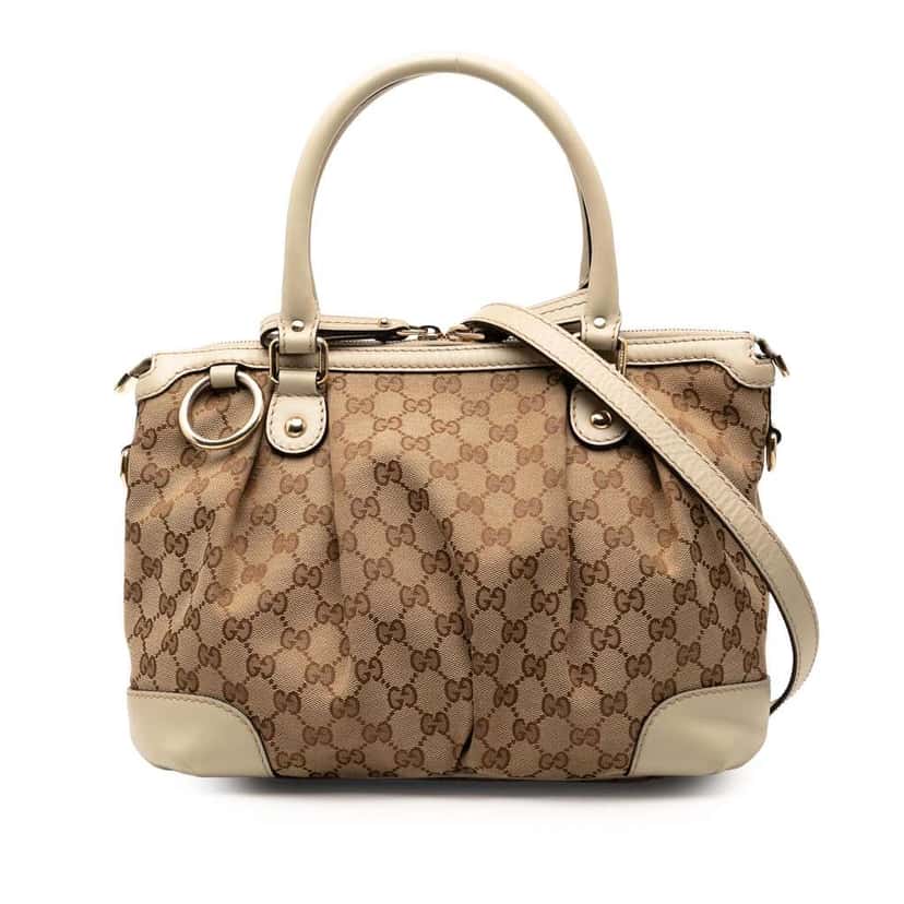 Gucci GG Canvas Sukey Satchel Beige Very good condition - Front View
