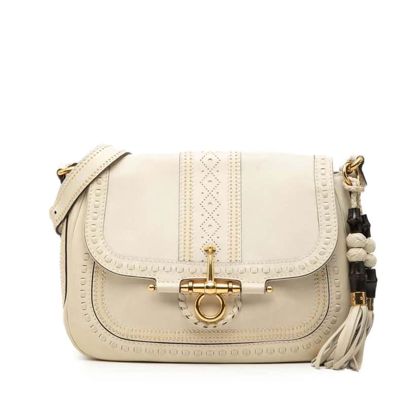Gucci Medium Leather Snaffle Bit Shoulder Bag White Leather Very good condition - Front View