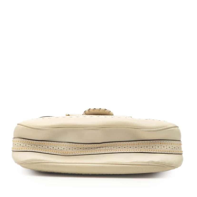 Gucci Medium Leather Snaffle Bit Shoulder Bag White Leather Very good condition - Inside View