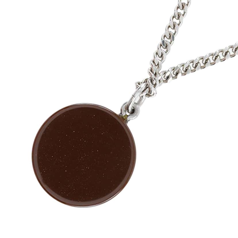 Chanel Silver Plated Brass and Acrylic CC Pendant Necklace Silver Metal Very good condition - Back View