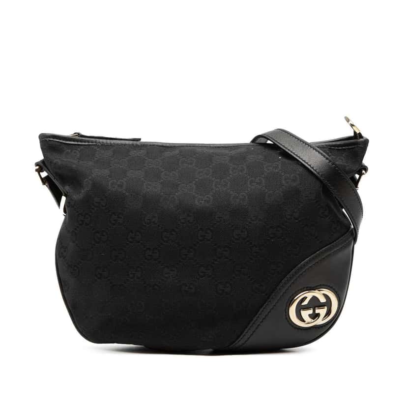 Gucci Medium GG Canvas New Britt Half Moon Crossbody Black Canvas Good condition - Front View