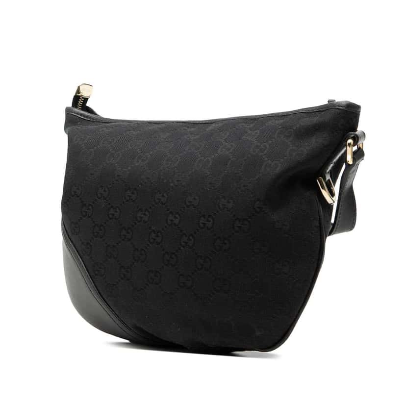 Gucci Medium GG Canvas New Britt Half Moon Crossbody Black Canvas Good condition - Back View