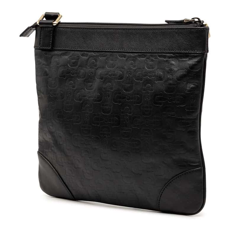 Gucci Embossed Leather Horsebit Crossbody Black Leather Very good condition - Back View