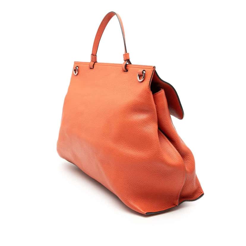 Gucci Large Leather Bamboo Daily Satchel Orange Leather Very good condition - Back View