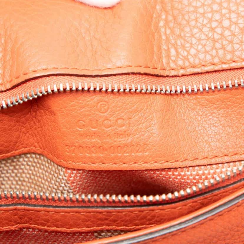 Gucci Large Leather Bamboo Daily Satchel Orange Leather Very good condition - Box View