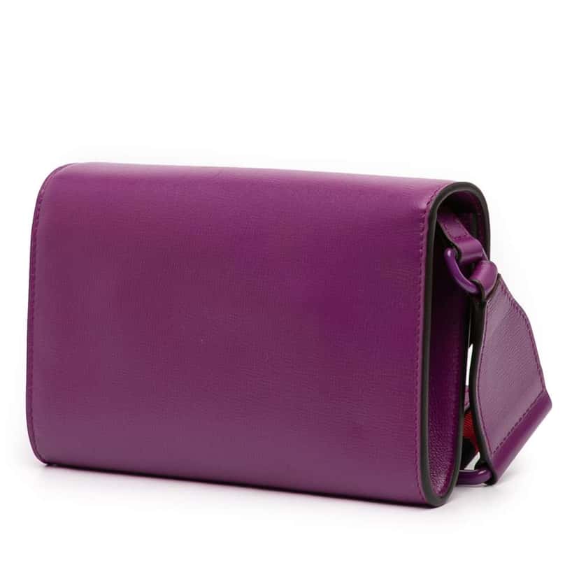 Gucci Mini Leather Horsebit 1955 Web Crossbody Purple Leather Very good condition - Back View