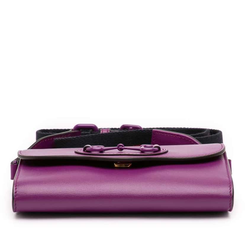 Gucci Mini Leather Horsebit 1955 Web Crossbody Purple Leather Very good condition - Inside View
