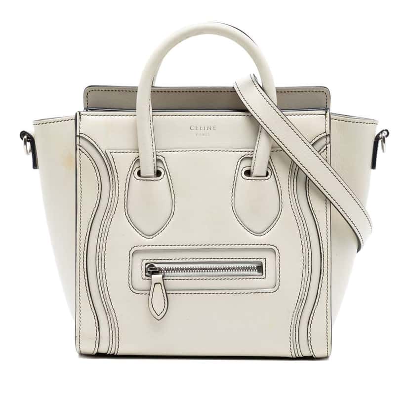 Celine Nano Leather Luggage Tote White Leather Very good condition - Front View