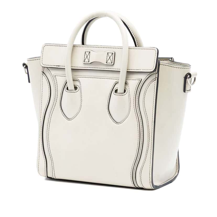 Celine Nano Leather Luggage Tote White Leather Very good condition - Back View