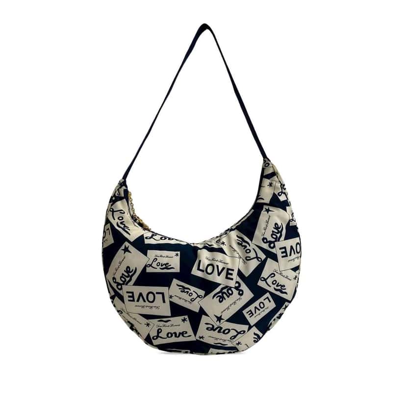 Saint Laurent Printed Nylon Love All Over Hobo Blue Very good condition - Front View