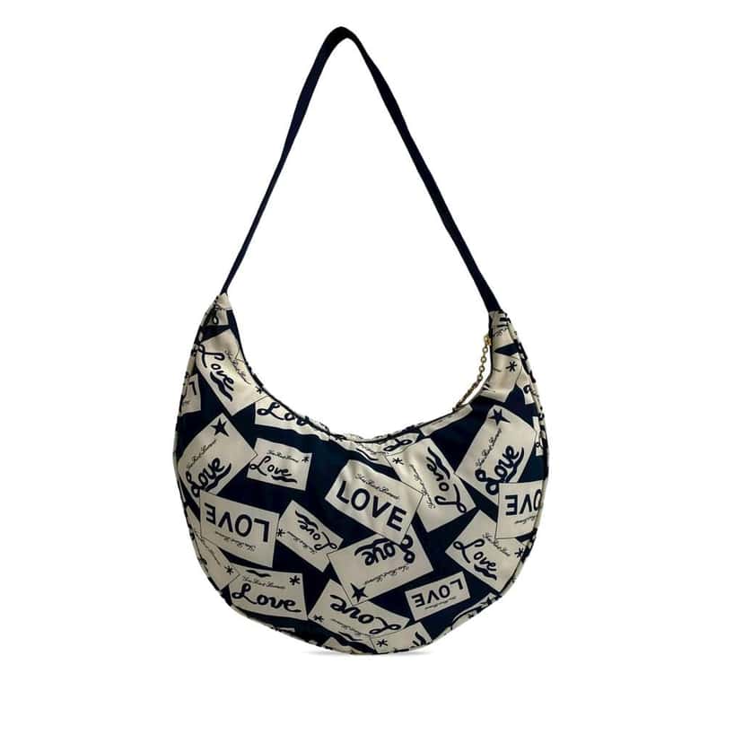 Saint Laurent Printed Nylon Love All Over Hobo Blue Very good condition - Back View