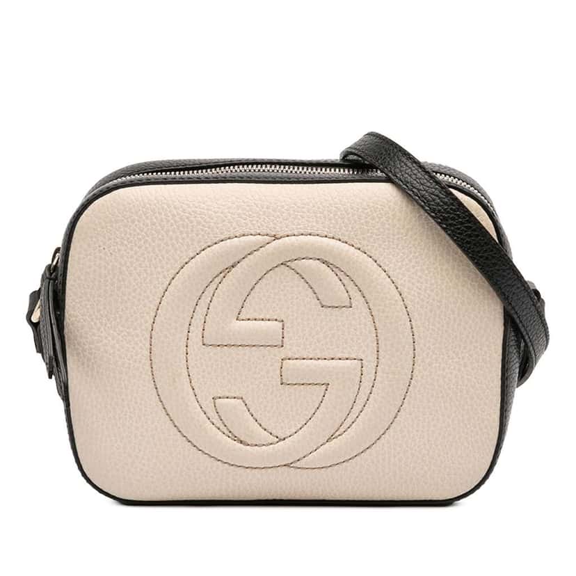 Gucci Small Bicolor Leather Soho Disco Crossbody White Leather Very good condition - Front View