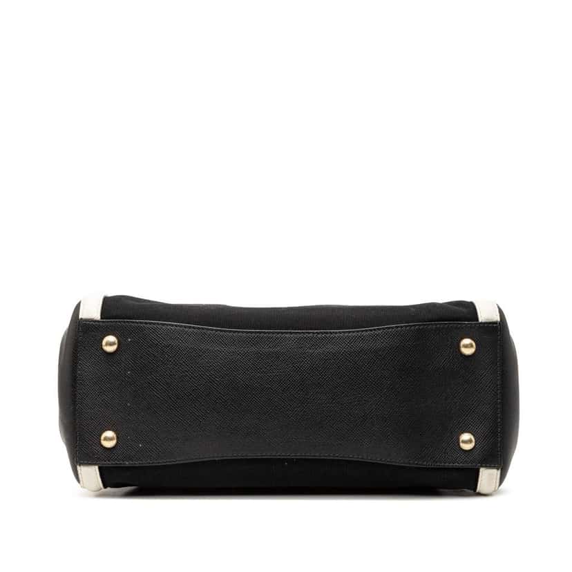 Prada Bicolor Saffiano Cuir Trimmed Canvas Satchel Black Canvas Very good condition - Inside View