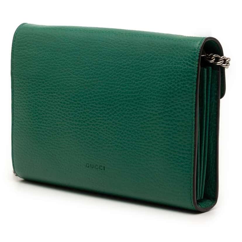 Gucci Leather Dionysus Wallet on Chain Green Leather Very good condition - Back View