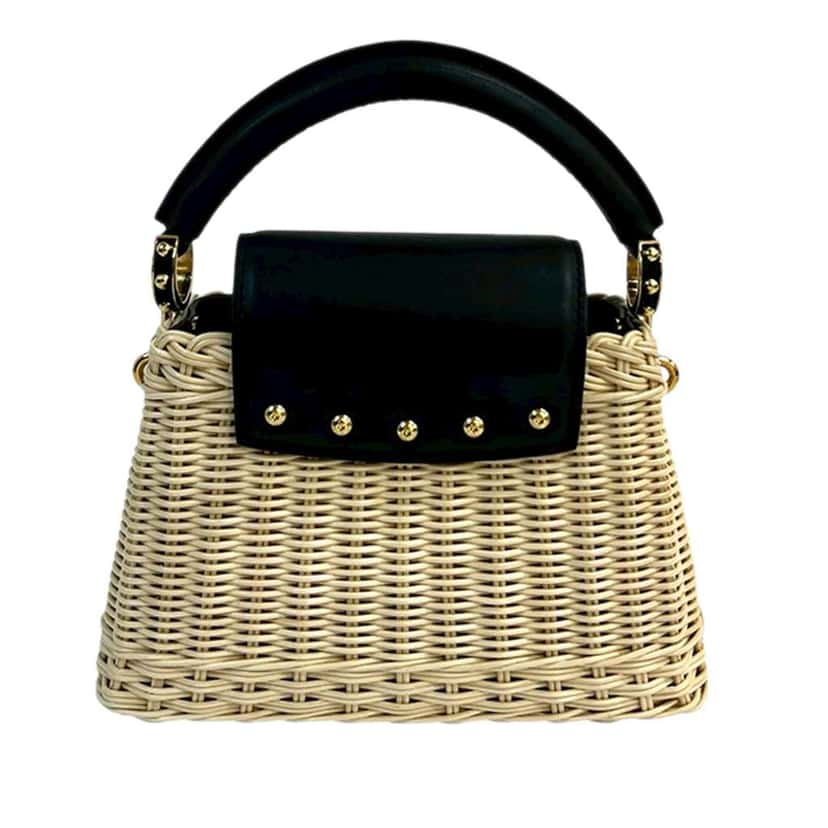 Louis Vuitton Mini Rattan and Smooth Calfskin Capucines Brown Very good condition - Back View