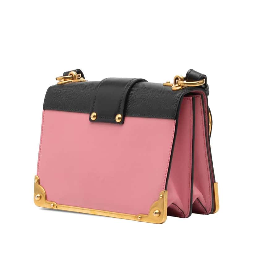 Prada Saffiano Trimmed City Calf Cahier Crossbody Pink Leather Very good condition - Back View