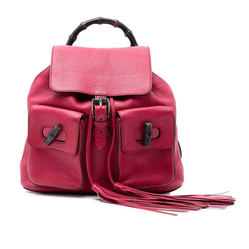 Gucci Leather Bamboo Tassel Backpack Pink Leather Very good condition - Front View
