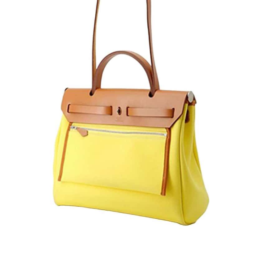 Hermès Toile Herbag Zip 31 Yellow Canvas Very good condition - Back View