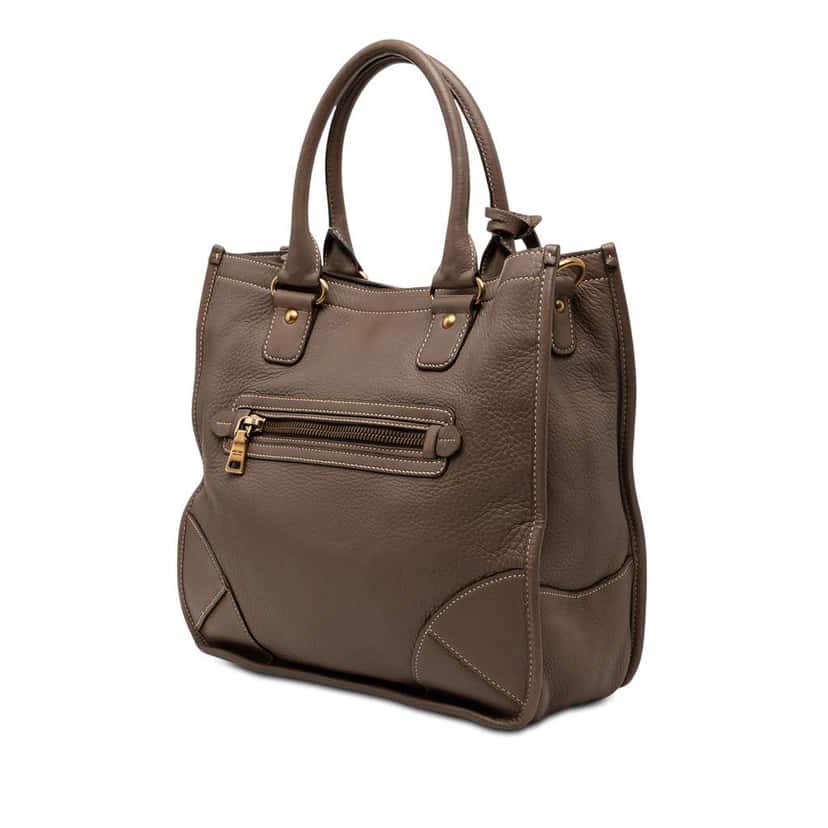 Prada Cervo Open Convertible Tote Brown Leather Very good condition - Back View