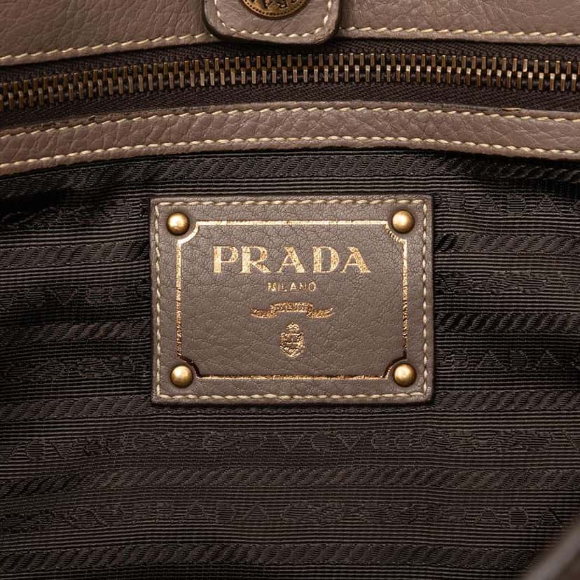 Prada Cervo Open Convertible Tote Brown Leather Very good condition - Box View
