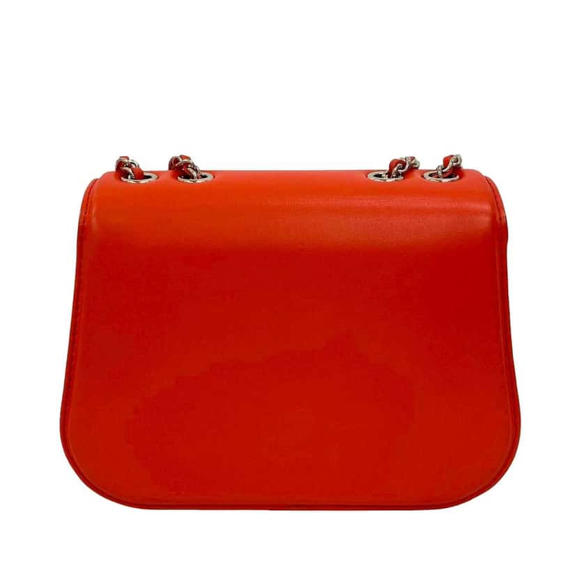 Chanel Small Calfskin Braided Chic Flap Orange Leather Very good condition - Back View