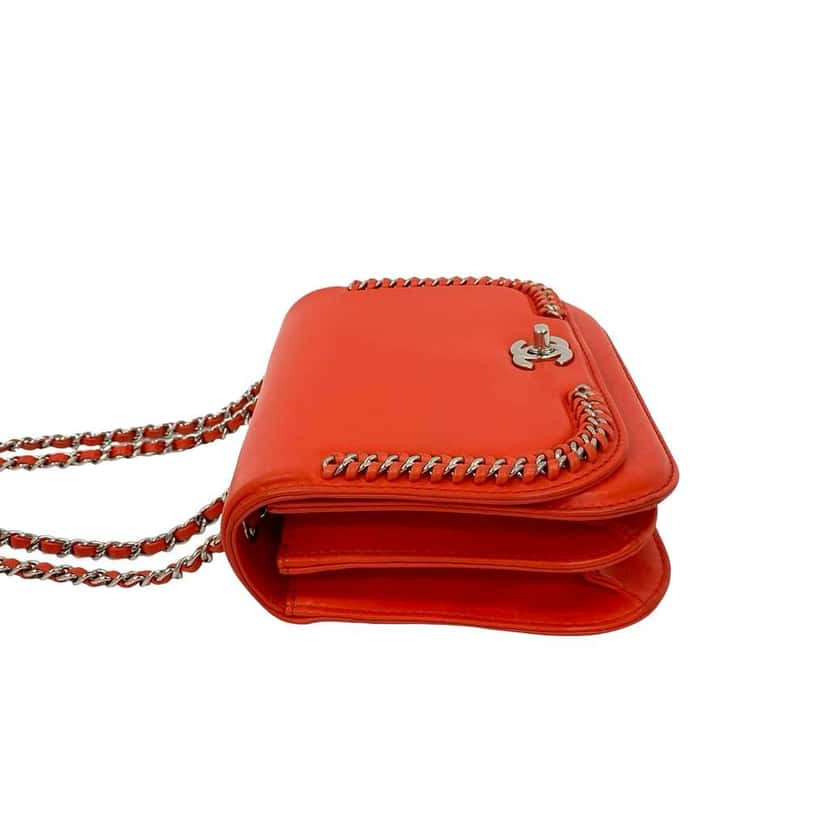Chanel Small Calfskin Braided Chic Flap Orange Leather Very good condition - Box View