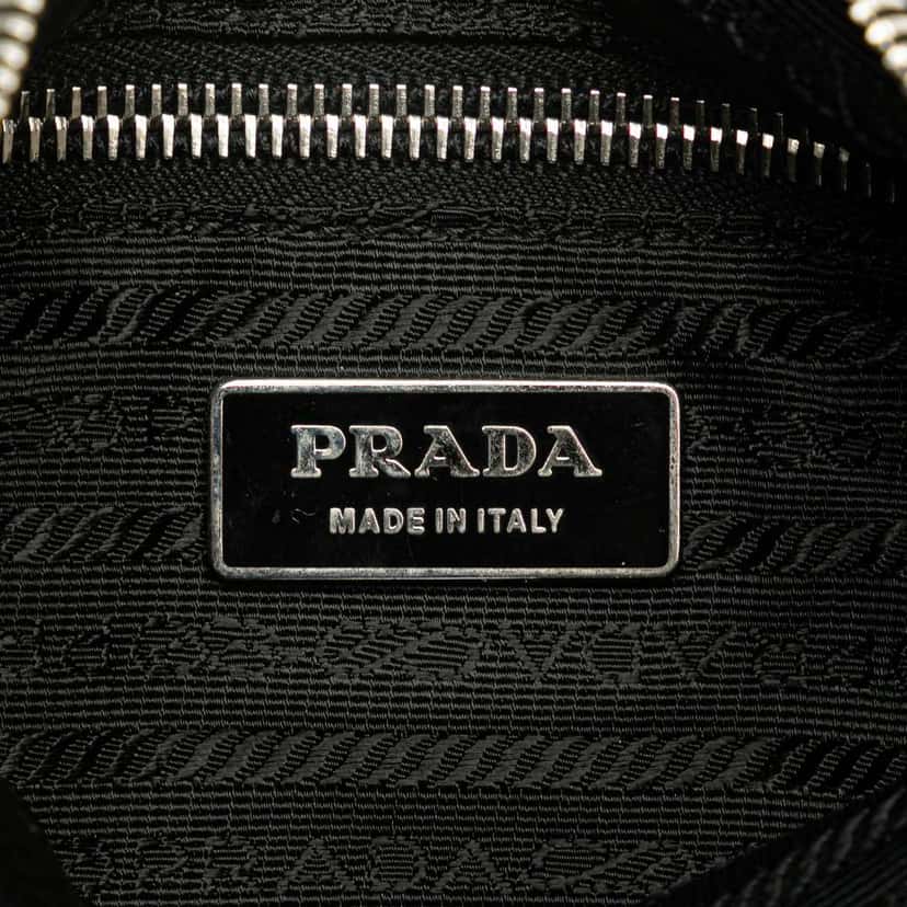 Prada Vitello Trimmed Tessuto Zip Top Crossbody Black Very good condition - Box View