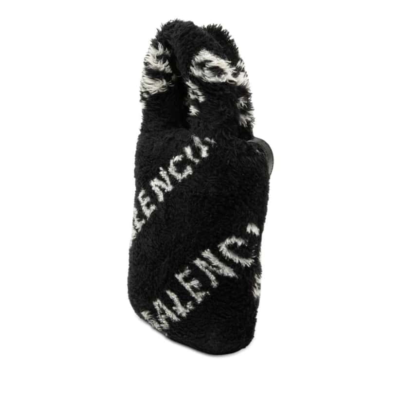 Balenciaga Faux Fur Logo Everyday Phone Holder Black Polyester Very good condition - Back View