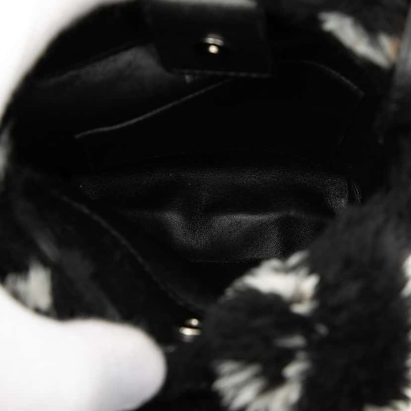 Balenciaga Faux Fur Logo Everyday Phone Holder Black Polyester Very good condition - Model View