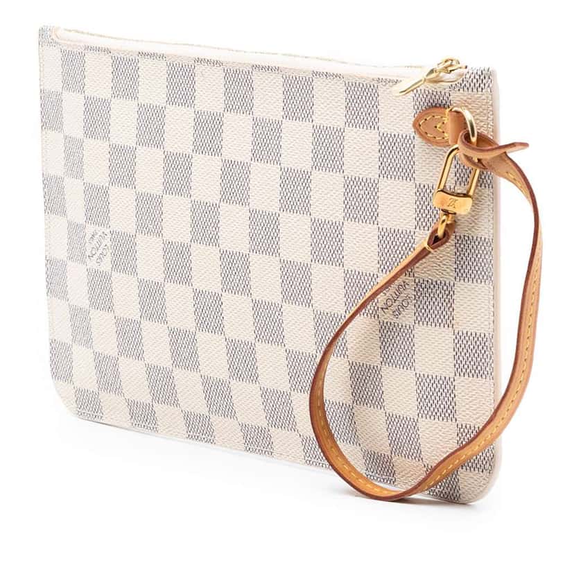 Louis Vuitton Damier Azur Neverfull MM Pouch White Very good condition - Back View
