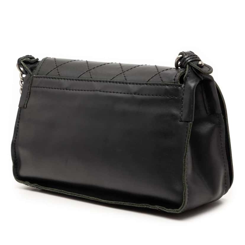 Chanel Paris Edinburgh Small Calfskin Highlander Flap Black Leather Very good condition - Back View