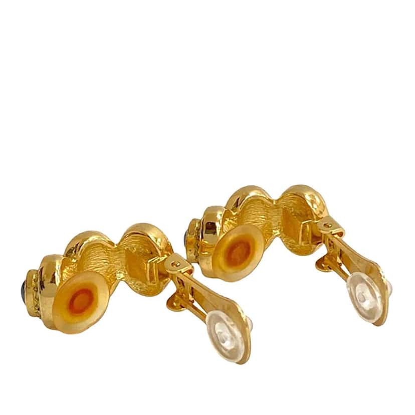 Dior Gold Plated Gripoix and Rhinestone Cuff Clip On Earrings Gold Metal Very good condition - Box View