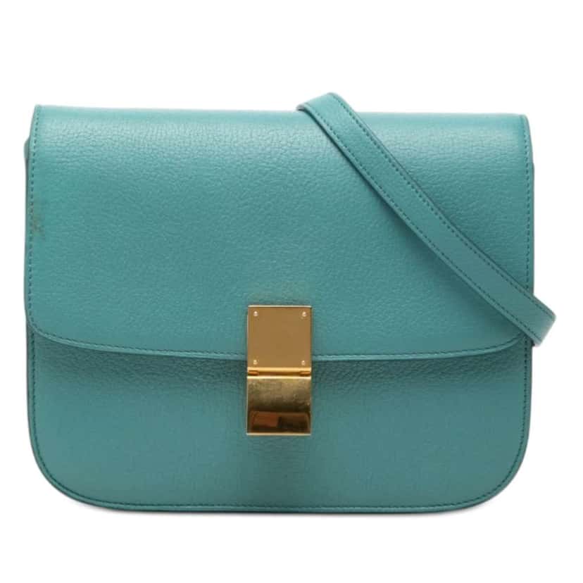 Celine Medium Calfskin Classic Box Blue Leather Very good condition - Front View